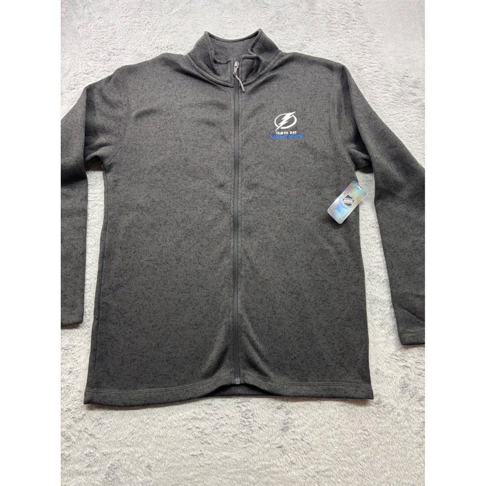 NHL Tampa Bay Lightning Mens Full Zip Sweater Jacket‎ Heather Grey Medium NWT